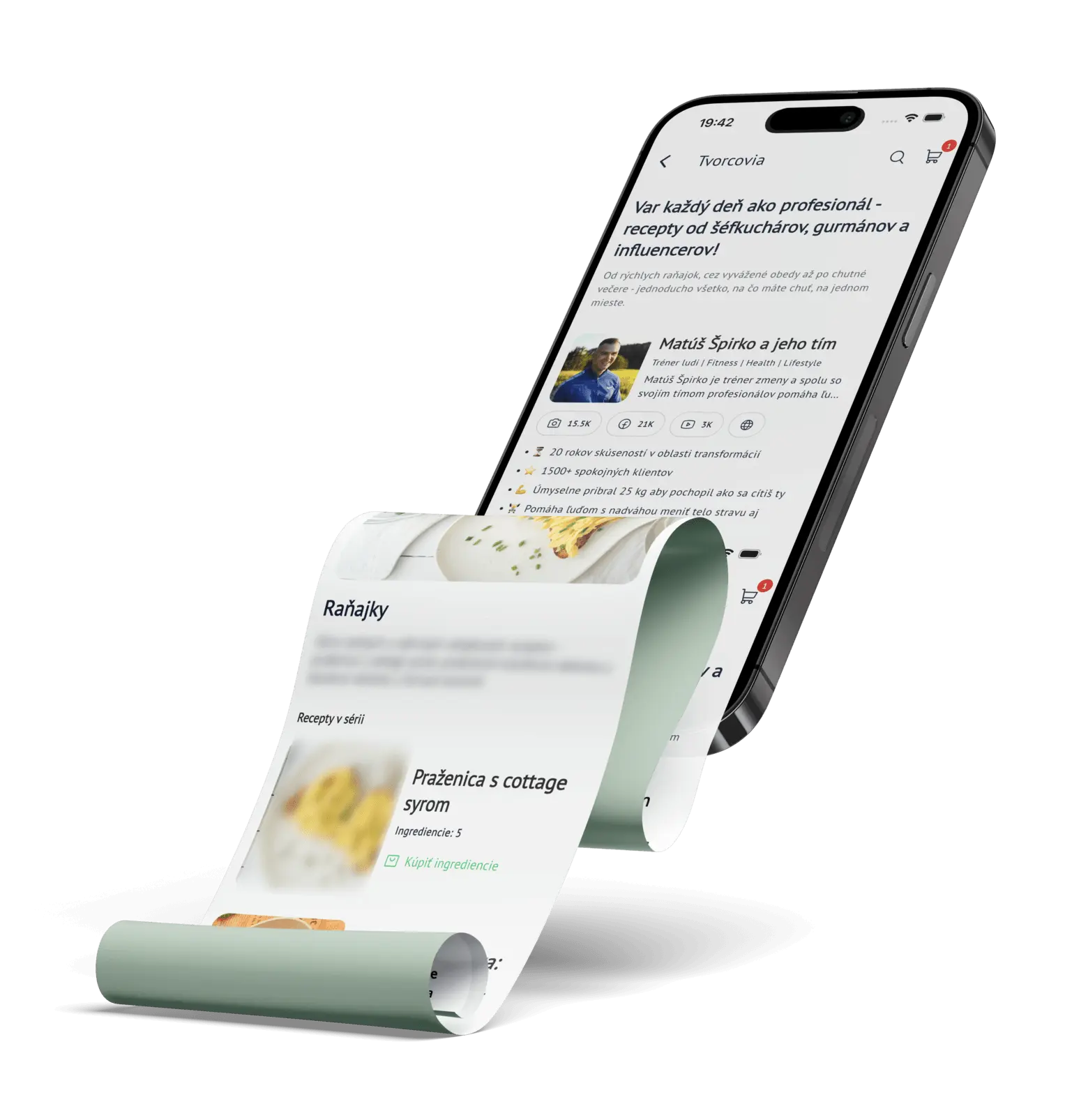 Creators and recipes on a phone